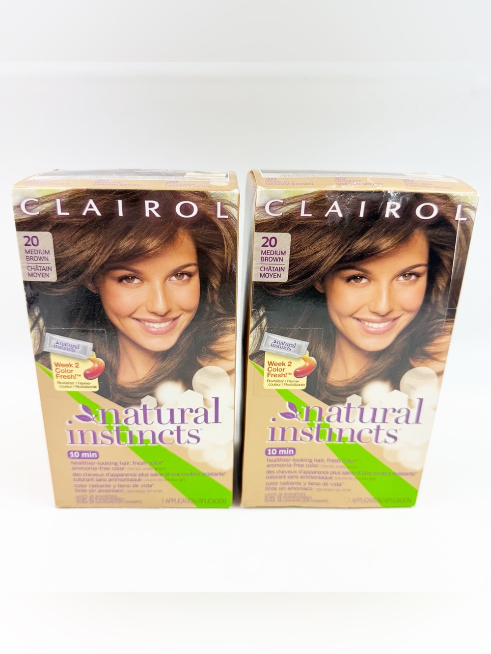 TWO Clairol Natural Instincts Hair Color Dye 20 Medium Brown Currently 5